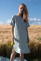 Женское льняное платье с вырезом на спине Silence 009 Aqua