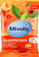 Фруктовые леденцы без сахара для детей Mivolis Hustenbonbons für Kinder, 75 г (27шт)