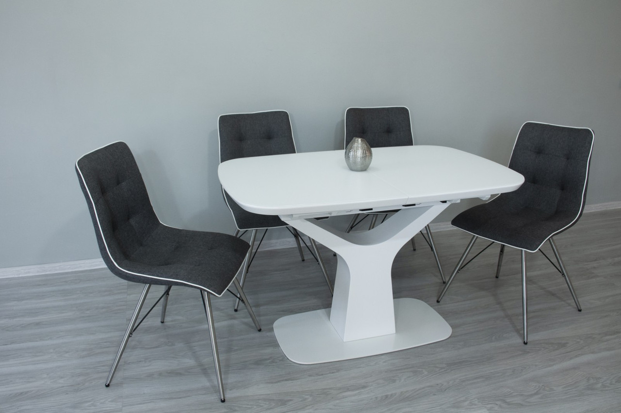 Стіл розкладний зі скляною стільницею 120 UTAH Т7083 Evrodim, колір білий