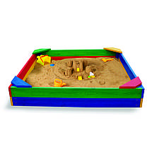 Дитяча дерев'яна пісочниця кольорова з куточками квадратна пісочниця для дітей з дерева SportBaby №1, фото 3
