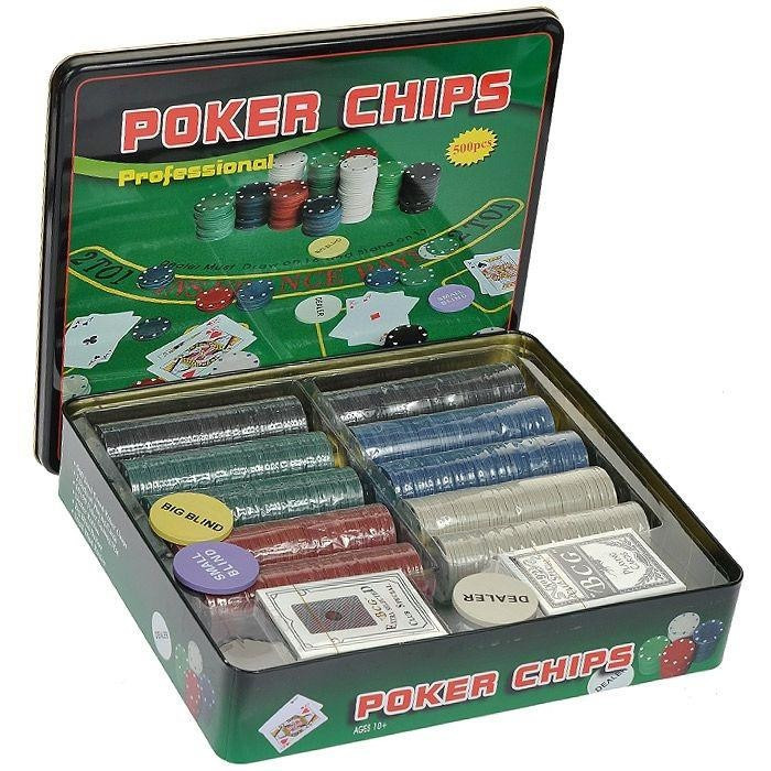 Настільний покер D25355 на 500 фішок з номіналом у коробці