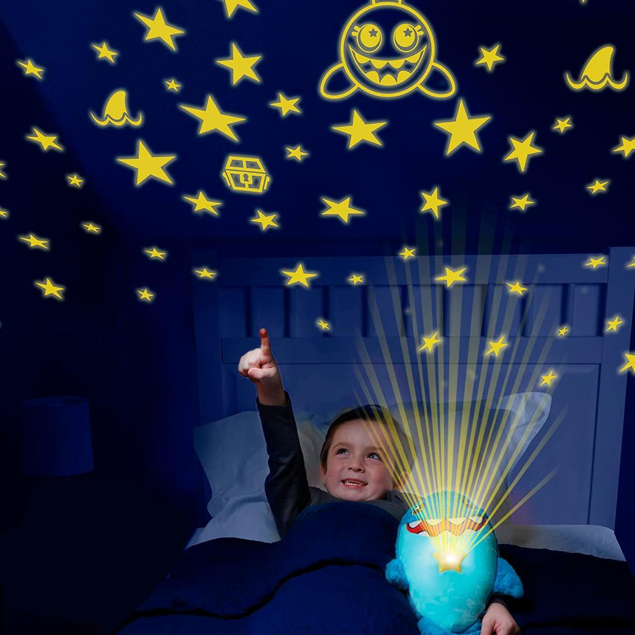 М'яка плюшева іграшка нічник проєктор Star Belly Dream Lites Puppy Shark LED-підсвітка Акуленя синій