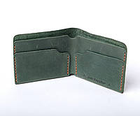 Кожаный мужской маленький кошелек ручной работы из натуральной кожи Gomin зеленый