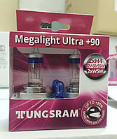 Megalight Ultra Н4+90% Tungsram - на 90% больше света (Венгрия) (цена за две лампы плюс две габаритки)