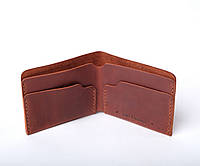 Шкіряний чоловічий маленькій гаманець коричневий ручної роботи з натуральної шкіри Gomin коньяк