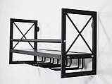 Настінний винний стелаж з тримачами для бокалів 800х200х400 мм чорний Kompred OL539/1, фото 6