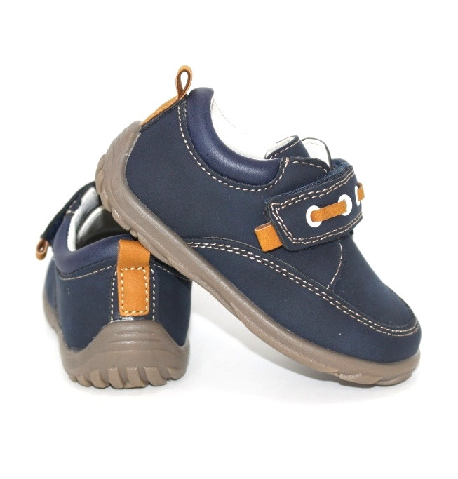 Осінні дитячі мокасини на липучці синього кольору для хлопчиків, дитячі туфлі