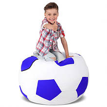 Крісло - Мішок для дитячих і ігрових кімнат футбольний м'яч, 100х100 см Біло-синій