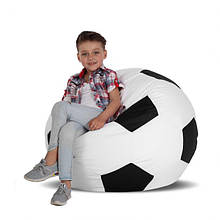 Крісло - Мішок для дитячих і ігрових кімнат Футбольний м'яч. 70х70 см,Біло-чорний