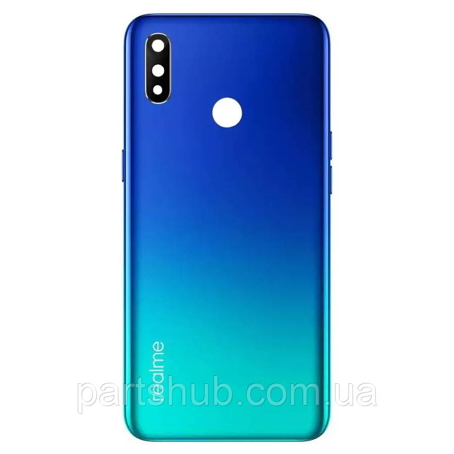 Задня кришка Realme 3 RMX1821 (синій оригінал Китай зі склом камери)