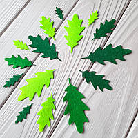 Зелене листя з фетру. Дуб (ромашка, мак)
