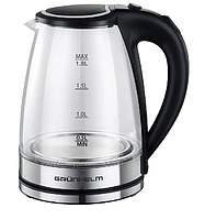 Електрочайник скляний Grunhelm EKG-2301 - 1800 Вт 1,8 л (чорний чайник електричний)