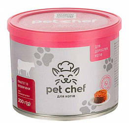 Pet Chef (Пет Шеф) Вологий корм для дорослих кішок м'ясний паштет (яловичина)