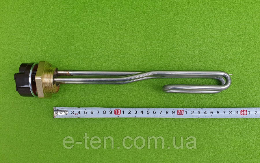 Тен гнутий (нержавійка) 3000W / 220V на різьбі 1 1/4" (Туреччина) в комплекті з терморегулятором 20A