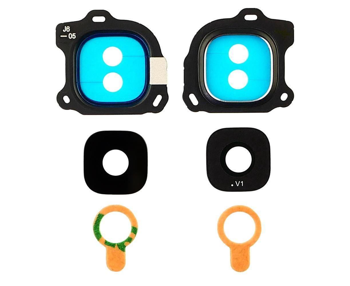 Скло камери для Samsung J600 Galaxy J6 (2018) з чорною рамкою, фото 1