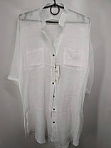 Пляжная рубашка с карманами батал Sisianna 1910-1 белая на 50-54 размер, фото 2