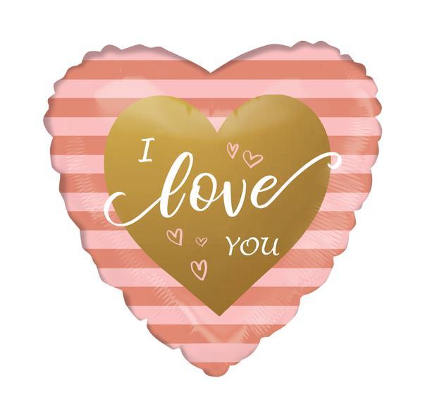 Фольгована кулька серце "I love you " рожева 18"(45см) 1шт.