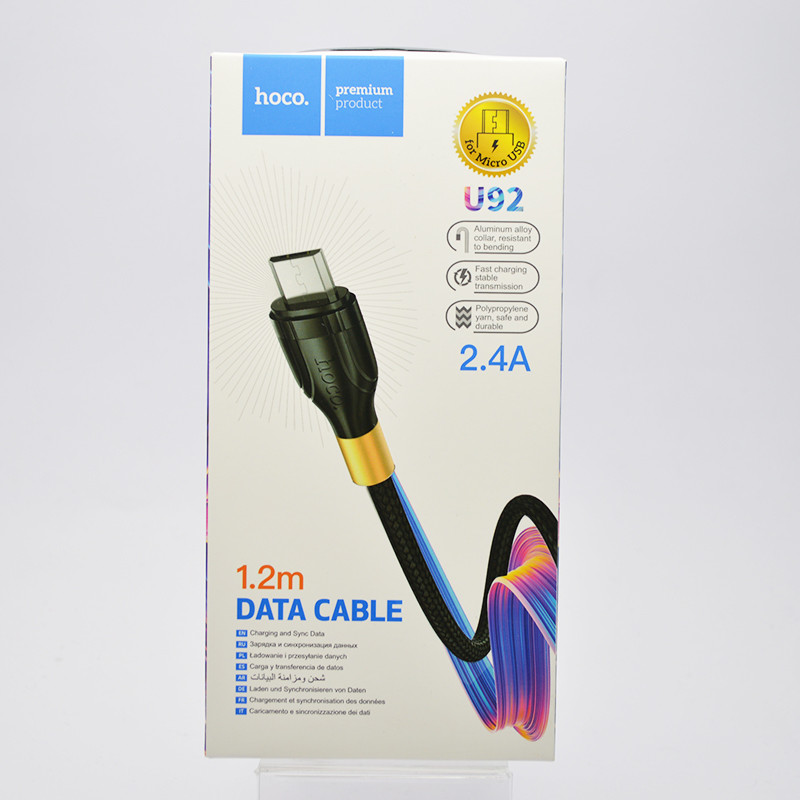 Кабель Hoco U92 Gold collar MicroUSB 1.2 m Black, фото 1