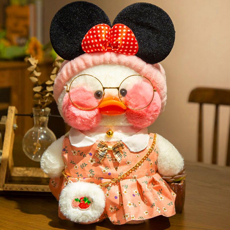 Оригінальна качочка Лалафанфан Cafe Mimi (Lalafanfan), качка м'яка іграшка (l_10405)