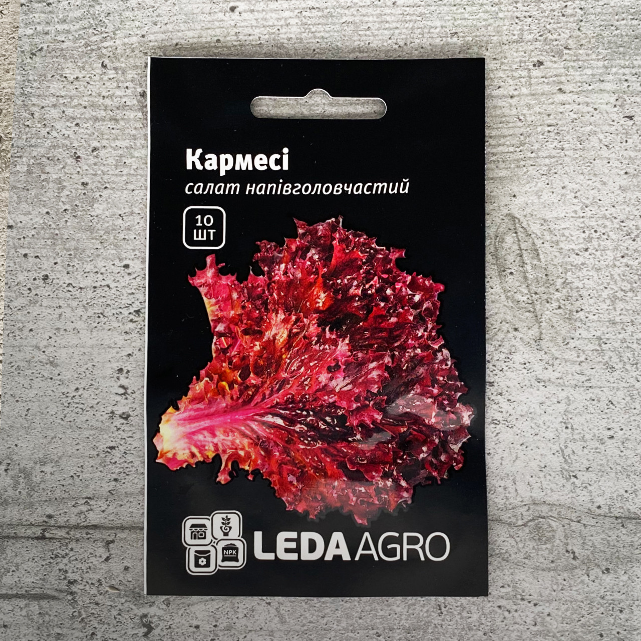 Салат Кармесі Лолло Россо 10 шт насіння пакетоване Leda Agro