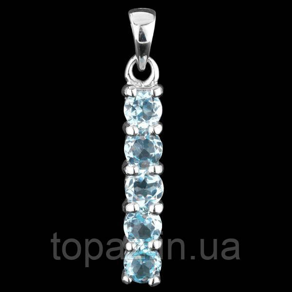 Підвіска срібна 925 натуральний блакитний топаз (SKY BLUE).