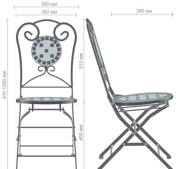 Вуличний металевий складаний стілець садовий Бліс hy-mfc702 чорний з ажурною спинкою та мозаїкою 95169 - фото 6 - id-p751867012