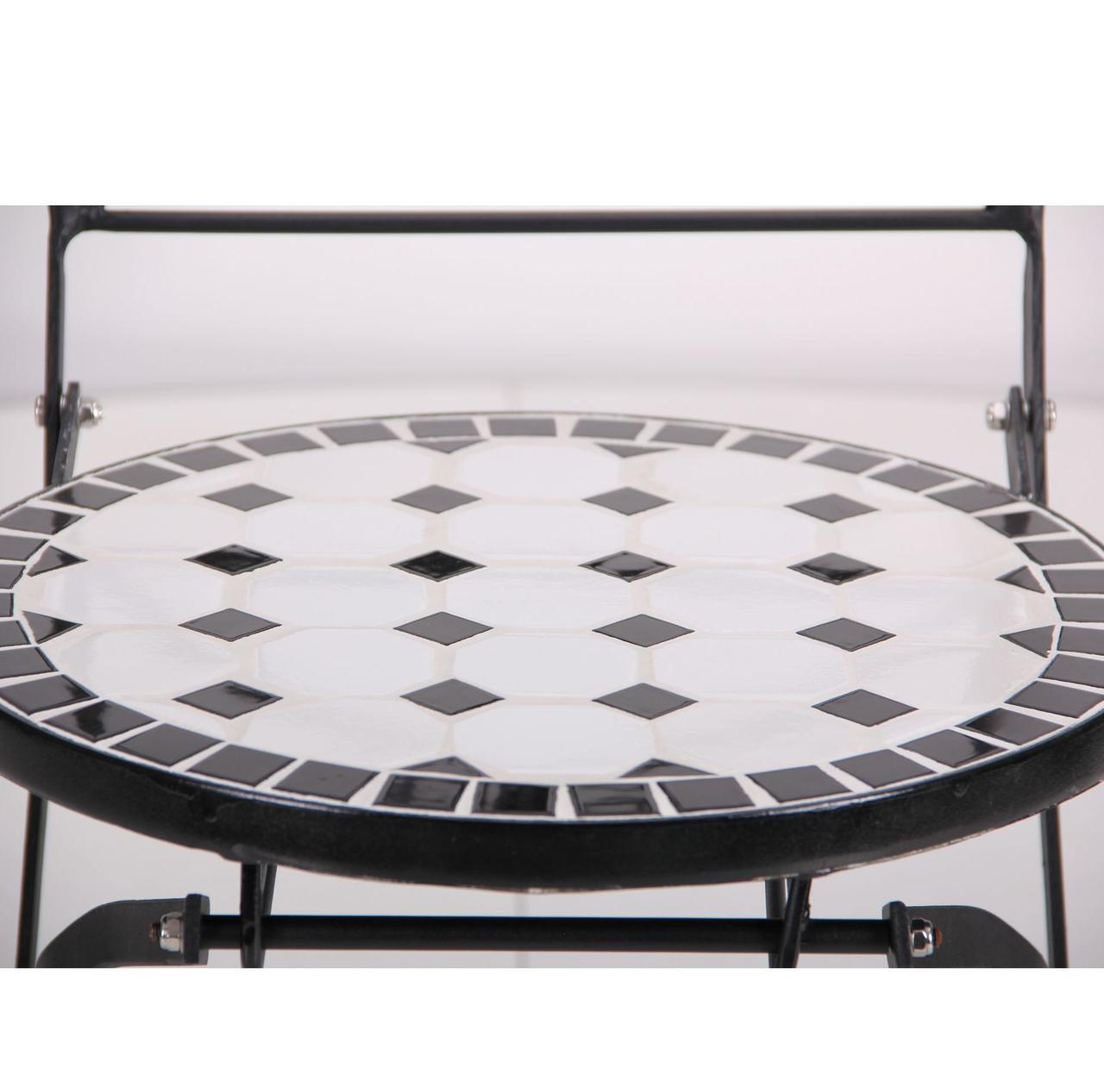 Вуличний металевий складаний стілець садовий Бліс hy-mfc702 чорний з ажурною спинкою та мозаїкою 95169 - фото 4 - id-p751867012