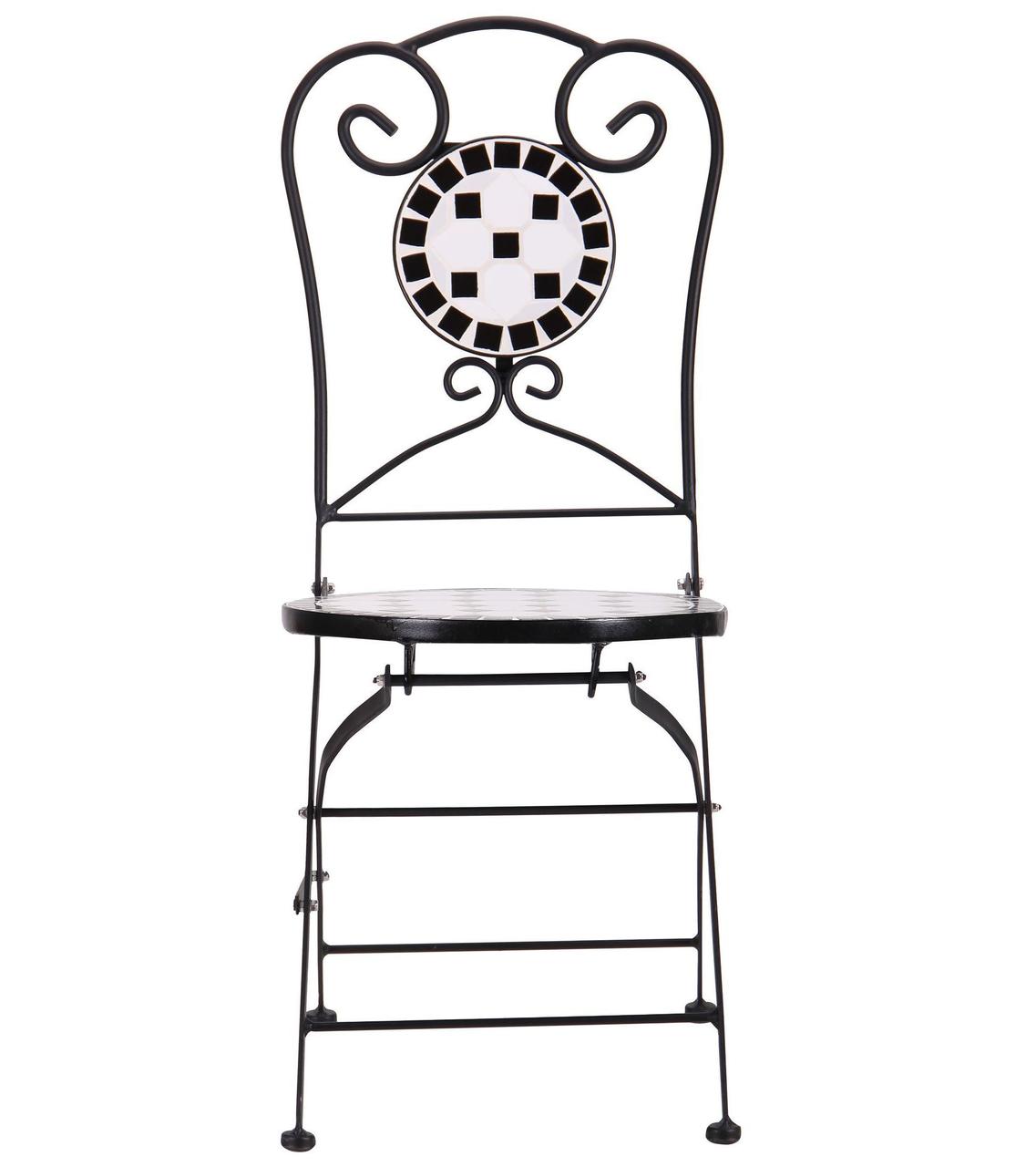 Вуличний металевий складаний стілець садовий Бліс hy-mfc702 чорний з ажурною спинкою та мозаїкою 95169 - фото 7 - id-p751867012