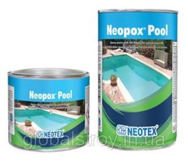 Епоксидна фарба для басейнів фонтанів човнів Neotex Neopox Pool (А+В) 10 кг блакитна, фото 1