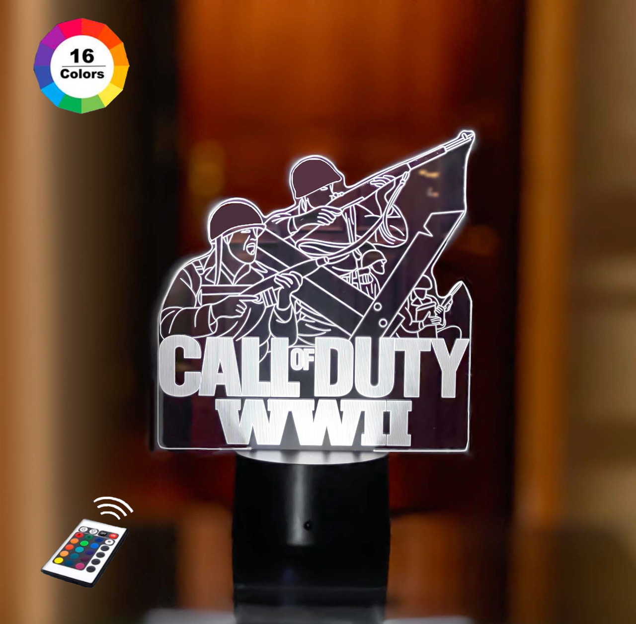 3D нічник "CALL OF DUTY" (ВОЛІЧНЕ ЗОБРАЖЕННЯ)+ мережевий адаптер + батарейки (3ААА) 3DTOYSLAMP