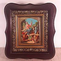 Ікона  Святе сімейство, лик 10х12 см, в темному дерев'яному кіоті