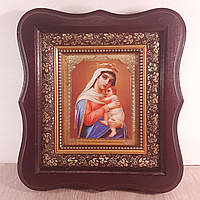 Икона Отчаеных единая надежда пресвятая богородица, лик 10х12 см, в темном деревянном киоте.