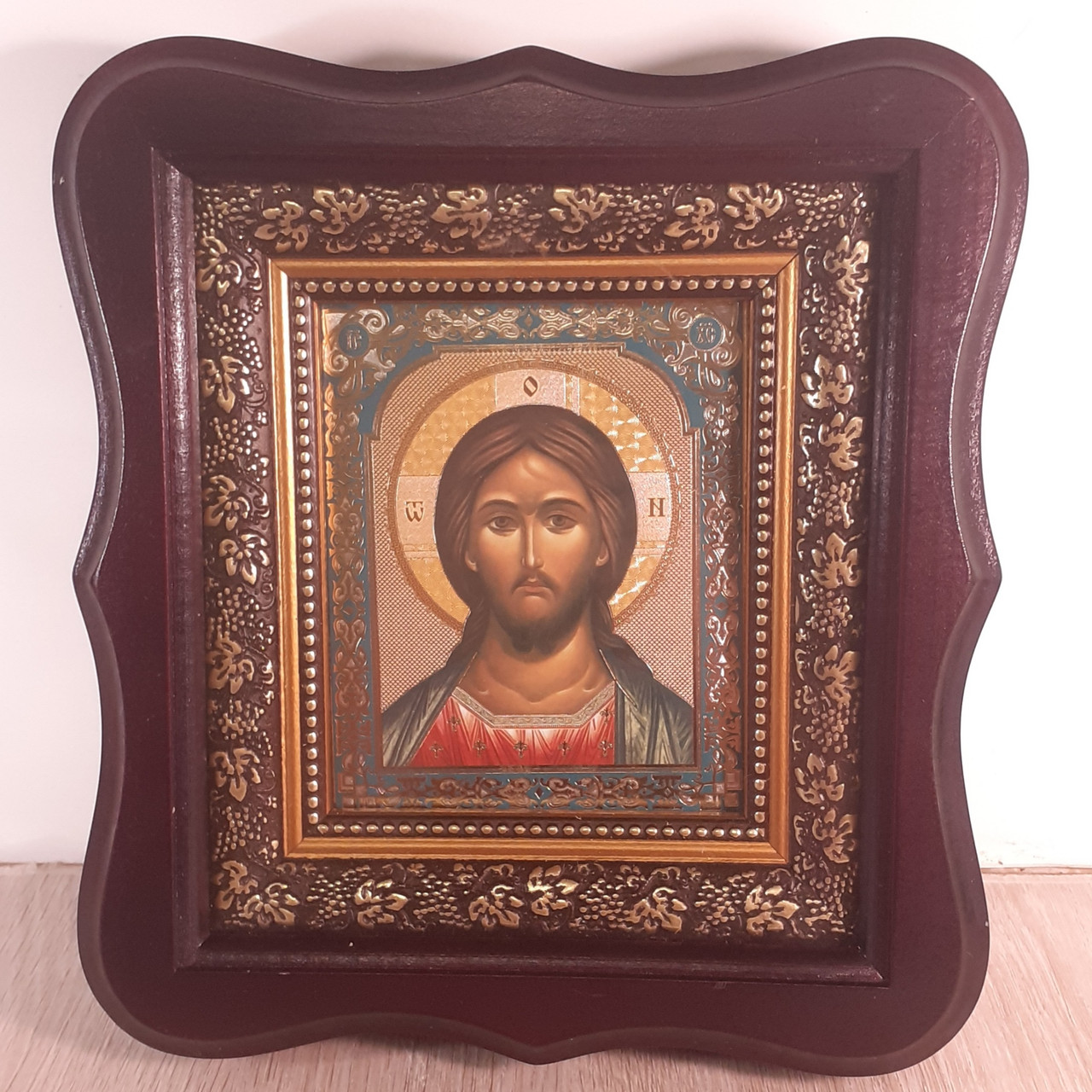 Ікона Господа Вседержителя, лик 10х12 см, у темному дерев'яному кіоті