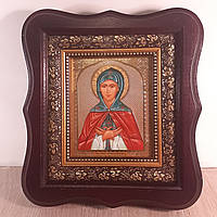 Ікона Аполінарія свята преподобна, лік 10х12 см, у темному дерев'яному кіоті