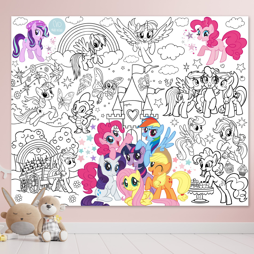 Розмальовка Поні / My little pony Мега велика розмальовка набір з фломастерами 120х150 см