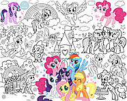 Розмальовка Поні / My little pony Мега велика розмальовка набір з фломастерами 120х150 см, фото 4