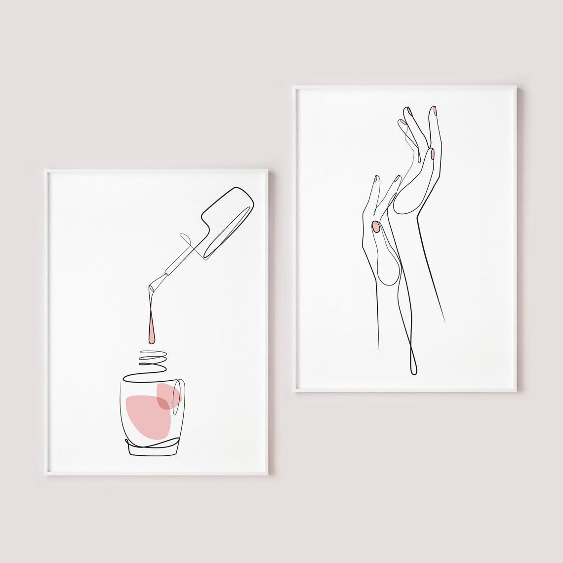 Набір постерів Hands Pink nail art polish формату А3 без рам