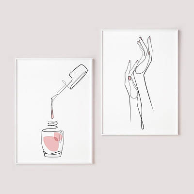Набір постерів Hands Pink nail art polish формату А3 без рам
