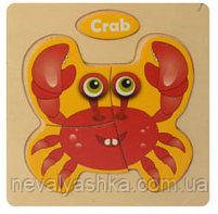 Дерев'яна Іграшка Маленький Пазл Краб 10х10 см Дерев'яний Пазл Вкладиш Мал. MD 2596 004967