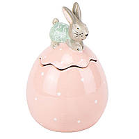 Керамічна банку, вазочка, цукерниця "Милий кролик" 500мл. Великодній кераміка, посуд на Великдень