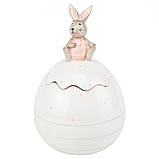 Керамічна банка, вазочка з кришкою "Веселий кролик" 1,4 л. Великодня кераміка, посуд на Гросс, фото 2