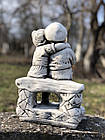 Садова фігура, скульптура, статуетка пара дітей на лавці для декору саду з цементу, ручної роботи 33 см, фото 8