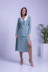 Жіноче плаття блакитного кольору зі штапелю з коміром розміри 44,46,48,50