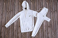 Спортивный костюм мужской Nike весенний осенний белый Штаны + Кофта с капюшоном Найк