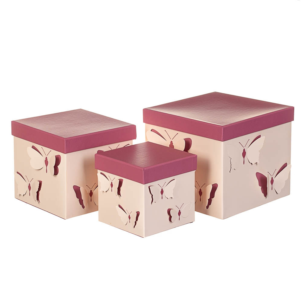 Набір коробок "Пурхання" квадрат", 3 шт (8300-029), Картон, Elisey