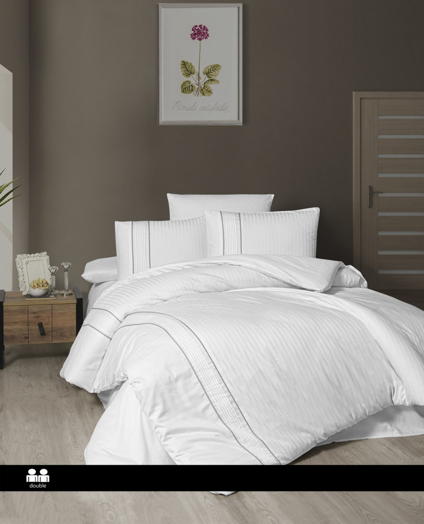 Турецьке Постільне Бельє First Choice Deluxe Satin Stripe Alfa White