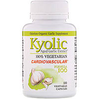 Чеснок Kyolic, Aged Garlic Extract, Cardiovascular Formula 100, 100 Vegetarian Capsules - Оригинал