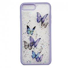 Панель чохол для Apple iPhone 7/8/SE 2020 Alitek Batterfly Метелики з блискітками Purple