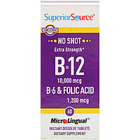 Витамин B12 Superior Source, B-12, B-6 и фолиевая кислота повышенной силы действия, 10,000 мкг / 1,200 мкг, 60