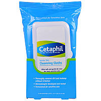 Салфетки для лица Cetaphil, Мягкие очищающие салфетки, 25 влажных салфеток, 5.0 x 7.9 (12 x 20 см) - Оригинал